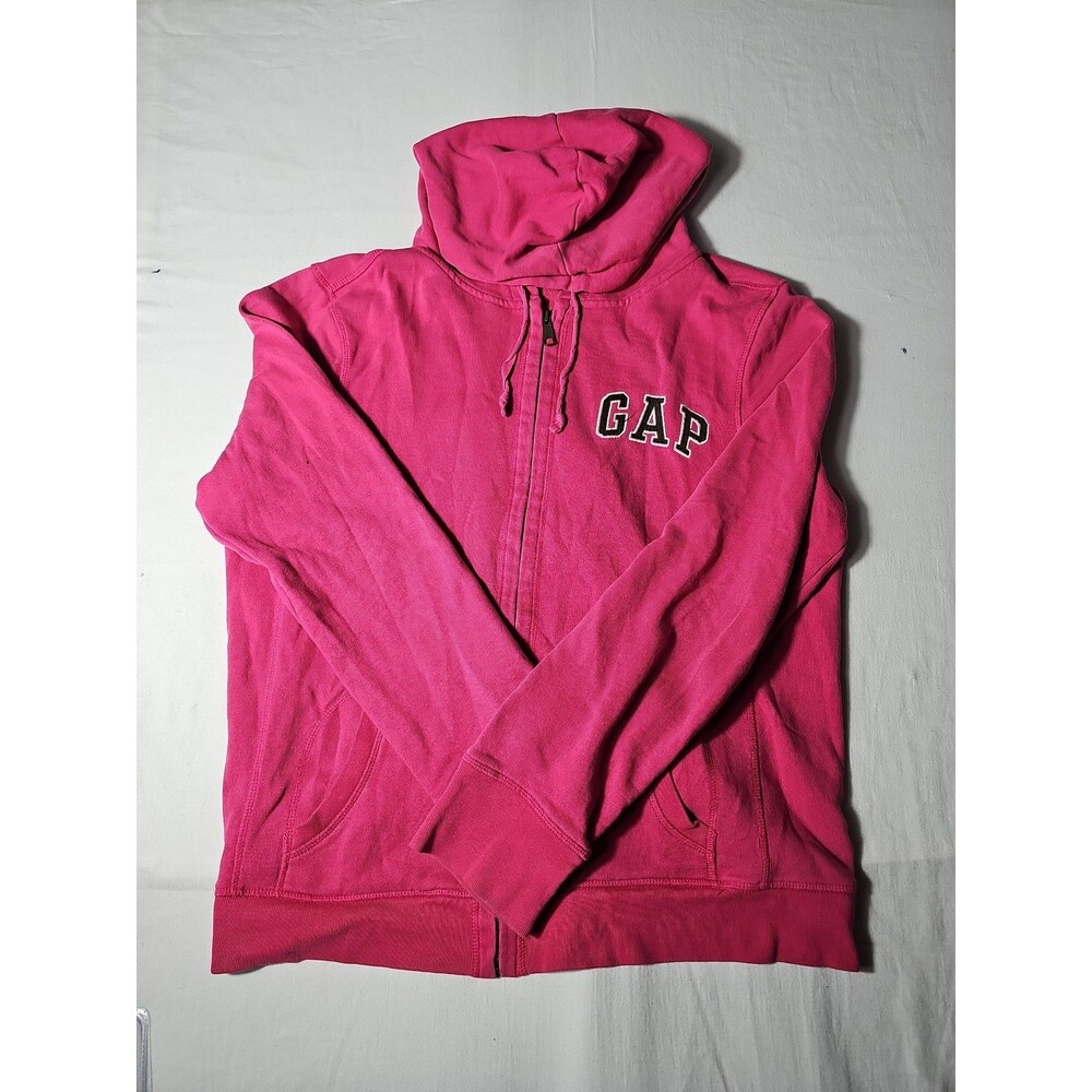 GAP Women’s Pink Full Zip Hoodie Fleece Embroidered Logo Sweatshirt
